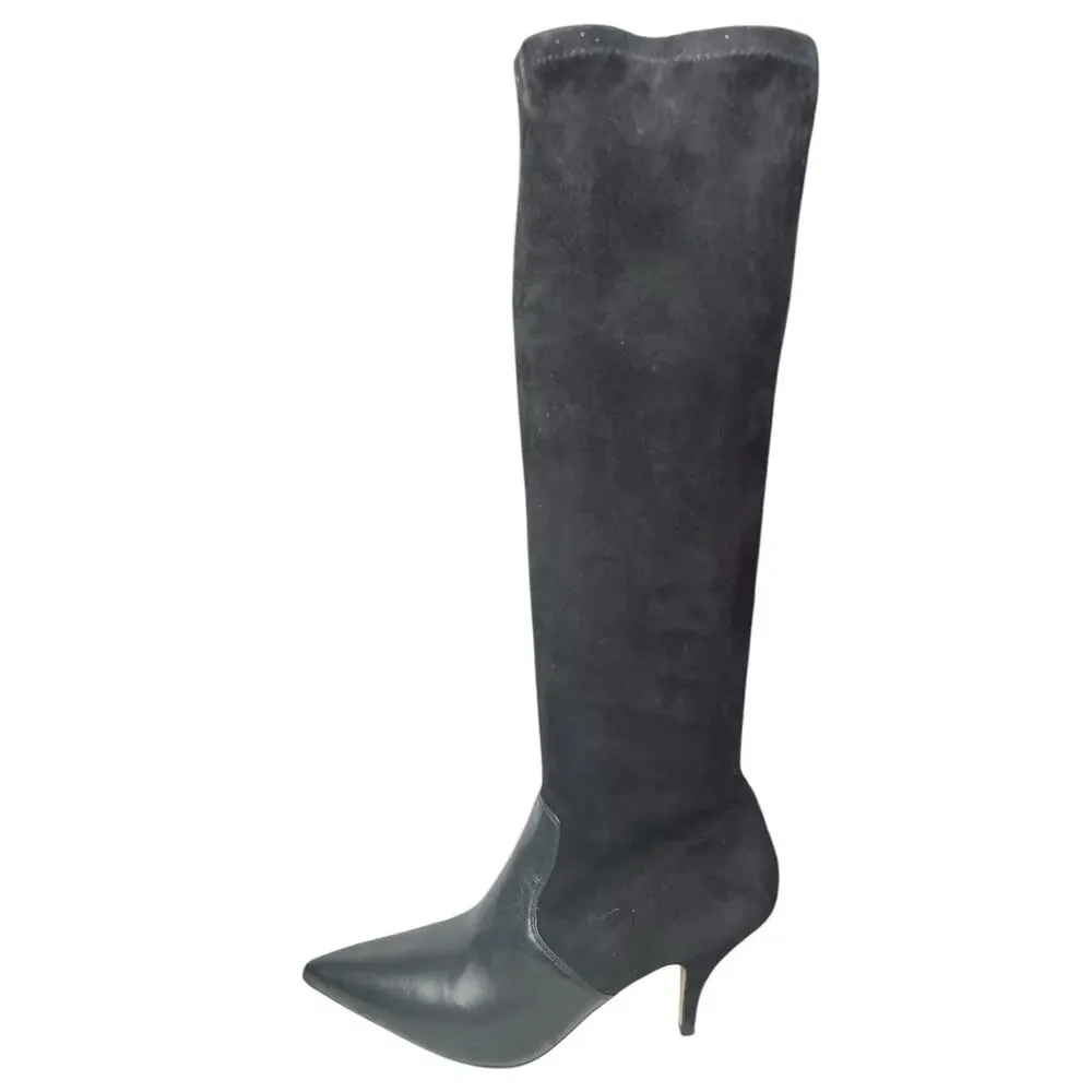 Tory Burch Women’s Georgina Black Leather Stretch Pointed Toe Boot Size US 8.5